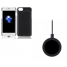 iPhone 8 Plus / 7 Plus 3 in 1 set Draadloos Opladen Wireless Premium Transparante Receiver Case Night Shade + QI Oplaadpad