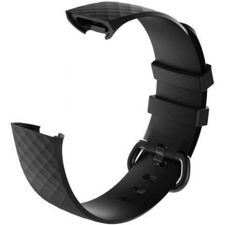 DrPhone FB1 TPU Siliconen Band - Geschikt voor Fitbit Charge 4 / Fitbit Charge 3 / 3 SE - Pols armband – Maat L - Zwart
