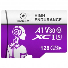 LUXWALLET® XC - 128 GB Micro SD Kaart - TF Klasse 10 - High Endurance - Snelle Gegevensoverdracht - Paars