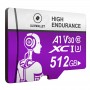 LUXWALLET® XC - 256 GB Micro SD Kaart - TF Klasse 10 - High Endurance - Snelle Gegevensoverdracht - Paars