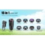 DrPhone APL6+ Smartphone Lens kit- 10 in 1 - 22x telelens, 198 ° fisheye, Groothoek/Macro/CPL/STAR/ en meer