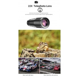 DrPhone APL6+ Smartphone Lens kit- 10 in 1 - 22x telelens, 198 ° fisheye, Groothoek/Macro/CPL/STAR/ en meer