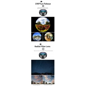 DrPhone APL6+ Smartphone Lens kit- 10 in 1 - 22x telelens, 198 ° fisheye, Groothoek/Macro/CPL/STAR/ en meer