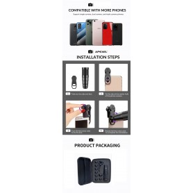 DrPhone APL6+ Smartphone Lens kit- 10 in 1 - 22x telelens, 198 ° fisheye, Groothoek/Macro/CPL/STAR/ en meer
