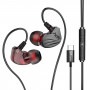 DrPhone Hi15 USB C In-Ear Oordoppen met ingebouwde DAC - BASS - Microfoon - Passief ruisonderdrukking - Grijs/Zwart