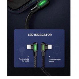 DrPhone MDD Series Lightning Oplaadkabel 2.4A – Oplaadsnoer - 90 graden Haaks Nylon Gevlochten Kabel & Data syncronisatie - 1.8M
