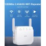 DrPhone W02 - 5Ghz Draadloos – Wifi 1200Mbps Router -2.4G - Lange Range Extender - 5G Wifi Signaal versterker – Wit - EU plug