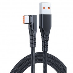 DrPhone SC6 6A 66W USB Type C Kabel – 90° Haakse Oplaadkabel – SuperCharge - Geschikt Voor SGP - 1M - Zwart
