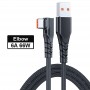 DrPhone SC6 6A 66W USB Type C Kabel – 90° Haakse Oplaadkabel – SuperCharge - Geschikt Voor SGP - 2M - Zwart