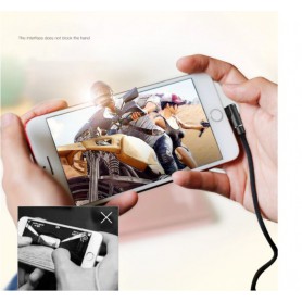 DrPhone D9 Lightning Double 90° Angled Nylon Braided 2.4A Cable – 2 Metres - Data Synchronisation & Fast Charging – Black
