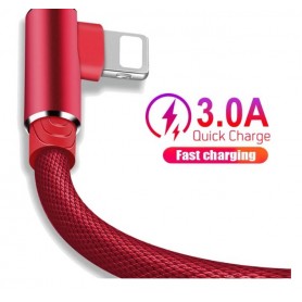 DrPhone D9 Lightning Double 90° Angled Nylon Braided 2.4A Cable – 2 Metres - Data Synchronisation & Fast Charging – Black