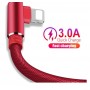DrPhone D9 Lightning Dubbele 90° Haakse Nylon Gevlochten 2.4A kabel – 2 Meter -Datasynchronisatie & Snel opladen – Zwart