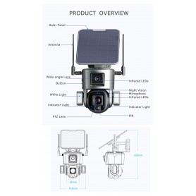 DrPhone SolarX - 2,4GHz - Camera – 4K UHD 8MP – 10X Zoom – Pan / Tilt – Zonne Energie – Audio – Beveiligingscamera