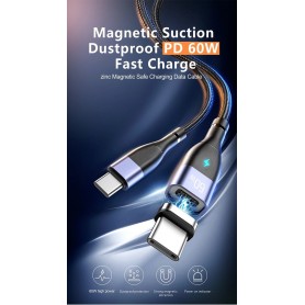 DrPhone ECHO2 - USB-C naar USB-C Magnetische Nylon Gevlochten Kabel - 60W 20V 3A – QC4.0/3.0 – 0.5 meter – Groen