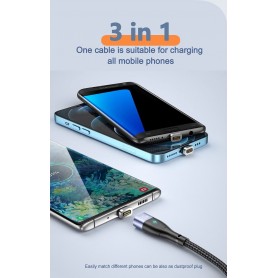 DrPhone ECHO2 - USB-C naar USB-C Magnetische Nylon Gevlochten Kabel - 60W 20V 3A – QC4.0/3.0 – 0.5 meter – Groen
