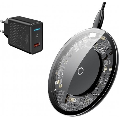 DrPhone QLA2 - Universele Draadloos Oplader - 9V 15W Snellader - Fast Charge met LED Lichten - Wireless Opladen - Zwart