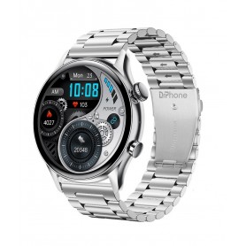 DrPhone DTX Ultra - Vlaggenschip Smartwatch 1.36 Inch AMOLED 390x390 - Always On Display - Horloge Belfunctie - Zilver Metaal