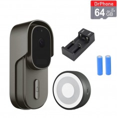 DrPhone LM4-D – Camera Deurbel Met Binnenbel – Alexa & Google Assistant – Camera Deurbel Met Mobiele App - Zwart