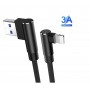 DrPhone D9 Lightning Dubbele 90° Haakse Nylon Gevlochten 2.4A kabel – 1 Meter -Datasynchronisatie & Snel opladen – Zwart