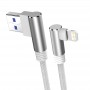 DrPhone D9 Lightning Dubbele 90° Haakse Nylon Gevlochten 2.4A kabel – 1 Meter -Datasynchronisatie & Snel opladen – Zwart
