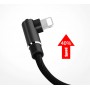 DrPhone D9 Lightning Dubbele 90° Haakse Nylon Gevlochten 2.4A kabel – 1 Meter -Datasynchronisatie & Snel opladen – Zwart
