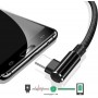 DrPhone D9 Type-C USB-C Dubbele 90° Haakse Nylon Gevlochten 3A kabel – 2 Meter -Datasynchronisatie & Snel opladen – Zwart