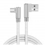 DrPhone D9 Type-C USB-C Dubbele 90° Haakse Nylon Gevlochten 3A kabel – 1 Meter -Datasynchronisatie & Snel opladen – Zwart