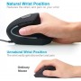Elementkey ERGO1 - Ergonomisch Muis (Bedraad) - Comfortabel met Polssteun - LED licht - DPI verstelbaar - 6 Knoppen - Zwart