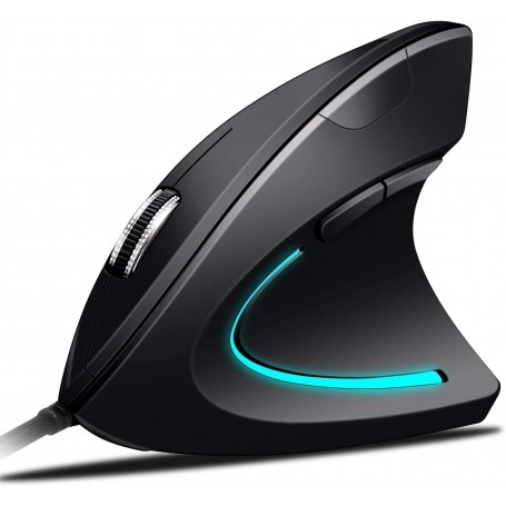 Elementkey ERGO1 - Ergonomisch Muis (Bedraad) - Comfortabel met Polssteun - LED licht - DPI verstelbaar - 6 Knoppen - Zwart