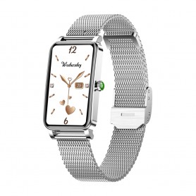 DrPhone Ai Hydro2 Smartwatch - Vrouwen / Dames Horloge – Hartslag / Bloeddruk & Zuurstof – Menstruatie- en meer - Zilver