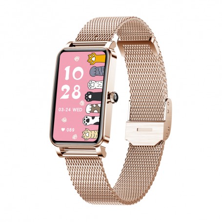 DrPhone Ai Hydro2 Smartwatch - Vrouwen Dames Horloge – Hartslag Bloeddruk Zuurstof – Menstruatie- en meer - Rosegold