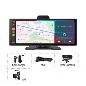 DrPhone DC19 – Android & Carplay Dashcam – Navigatiesysteem – Carkit – 10.26 Inch Scherm – Achteruitrijcamera - Zwart