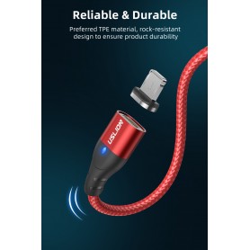 DrPhone USLION 2 Meter - Magnetische Gevlochten 3A Lightning Kabel - Oplaadkabel - Qualcomm 3.0 – Data + Oplaad - Zwart