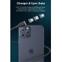 DrPhone USLION 2 Meter - Magnetische Gevlochten 3A Lightning Kabel - Oplaadkabel - Qualcomm 3.0 – Data + Oplaad - Zwart