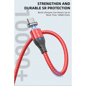 DrPhone USLION 2 Meter - Magnetische Gevlochten 3A Lightning Kabel - Oplaadkabel - Qualcomm 3.0 – Data + Oplaad - Zwart