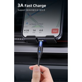 DrPhone USLION 2 Meter - Magnetische Gevlochten 3A Lightning Kabel - Oplaadkabel - Qualcomm 3.0 – Data + Oplaad - Zwart