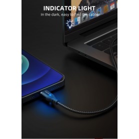 DrPhone USLION 2 Meter - Magnetische Gevlochten 3A Lightning Kabel - Oplaadkabel - Qualcomm 3.0 – Data + Oplaad - Zwart