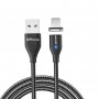 DrPhone USLION 2 Meter - Magnetische Gevlochten 3A Lightning Kabel - Oplaadkabel - Qualcomm 3.0 – Data + Oplaad - Zwart