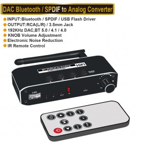 DrrPhone DAAC4 192kHz DAC Digitaal naar Analoog Converter met Bluetooth V5.0 – USB - SPDIF naar stereo L/R en 3,5 mm