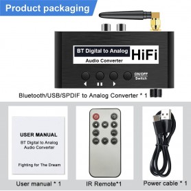 DrrPhone DAAC4 192kHz DAC Digitaal naar Analoog Converter met Bluetooth V5.0 – USB - SPDIF naar stereo L/R en 3,5 mm