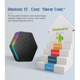 DrPhone GPU13 – Android 12.0 Mediaspeler - 3GB RAM En 32GB Opslag – Android Box – TV Box - 2.4 / 5.0G WIFI - Zwart
