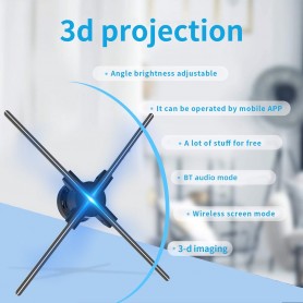 DrPhone HoloVisionX Ultra2 – 3D WiFi Hologram Projector Met 4 Bladen – Hologram Met Online Bediening – 720 LED - Zwart