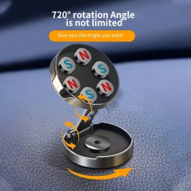 DrPhone MagnoGrip – Universele Magnetische Telefoonhouder – 360 Graden Rotatie – Autohouder – Stevige Grip – Zilver/Zwart