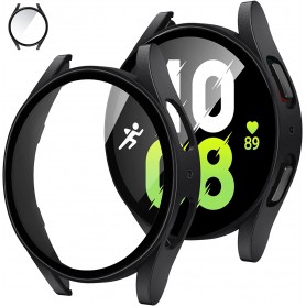DrPhone AC6 - TPU PC Case - Bescherm Cover - Geschikt voor Galaxy Watch 5 44mm - Ingebouwde Screen Protector – Zwart