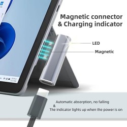 DrPhone SPA5 Surface Connector naar USB-C-oplaadadapter- PD Snel Opladen – Ondersteuning tot 102W – Magnetische Power Adapter