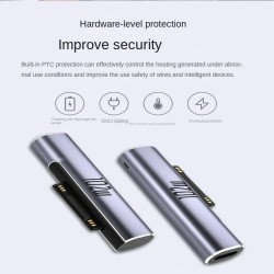 DrPhone SPA5 Surface Connector naar USB-C-oplaadadapter- PD Snel Opladen – Ondersteuning tot 102W – Magnetische Power Adapter