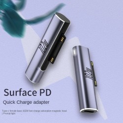 DrPhone SPA5 Surface Connector naar USB-C-oplaadadapter- PD Snel Opladen – Ondersteuning tot 102W – Magnetische Power Adapter