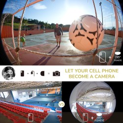 DrPhone APX12 Super Fisheye-lens 195 graden – Cameralens – Fotografielens - HD Smartphone- Zwart