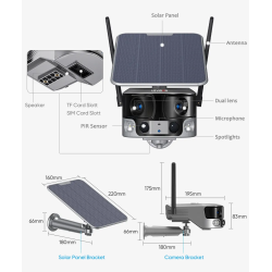DrPhone SolarSentinel – 2.4 GHz Solar Camera - 4K UHD - 8MP 3840X2160p – 4X Optische Zoom – Pan / Tilt – Zonne Energie