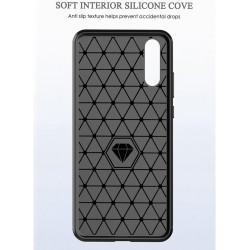 DrPhone BCR1 Hoesje - Geborsteld TPU case - Drop Proof Siliconen Case - Carbon fiber Look - Huawei P20 Pro - Zwart